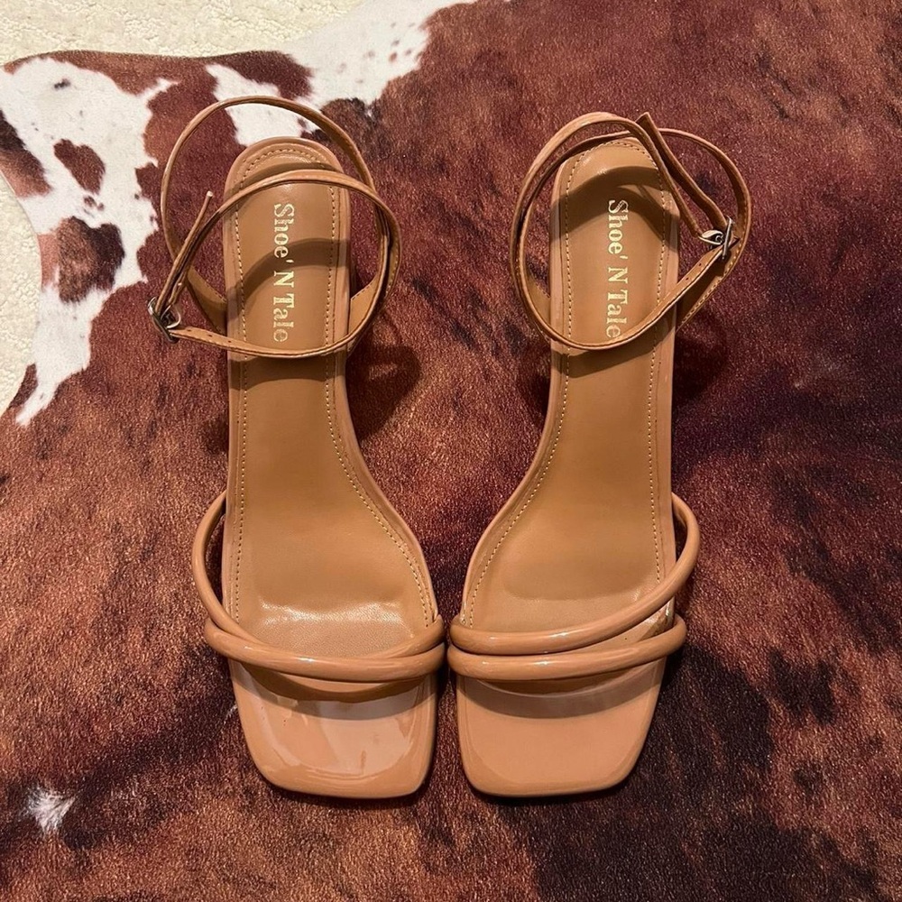 ShoeNTale Tan Heels Modern Platform Design